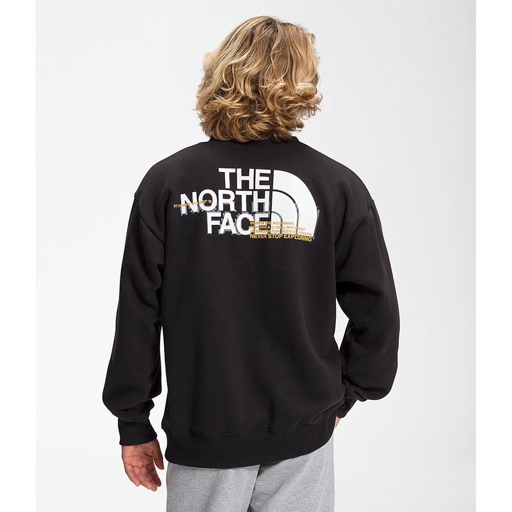 The North Face Sweatshirts Mens Australia - The North Face Coordinates Crew Black (NQC-143285)